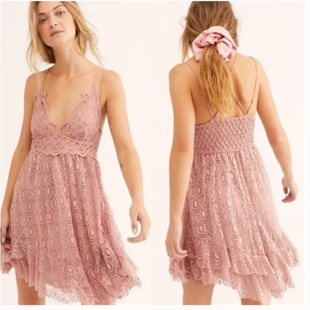 Free People FP One Adella Burnout Dress Pink NWOT JB - Picture 1 of 12